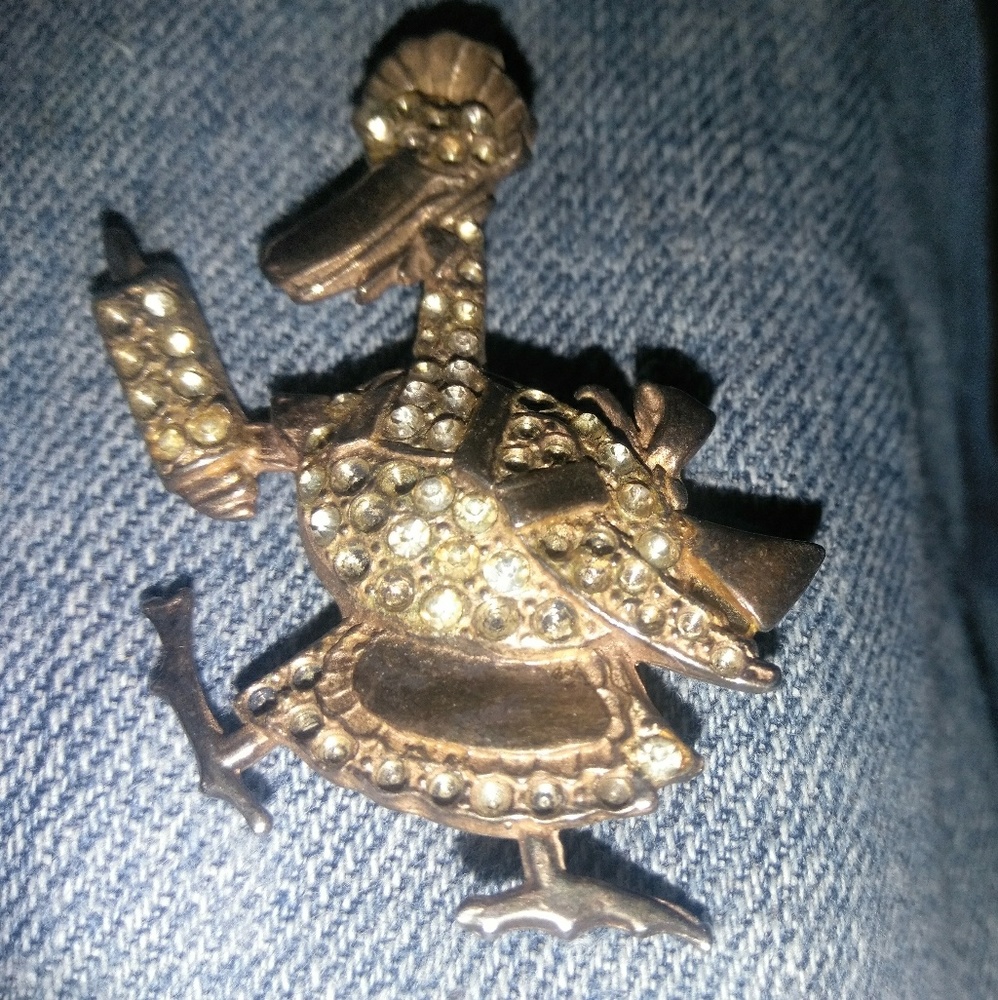 Vintage sterling duck brooch